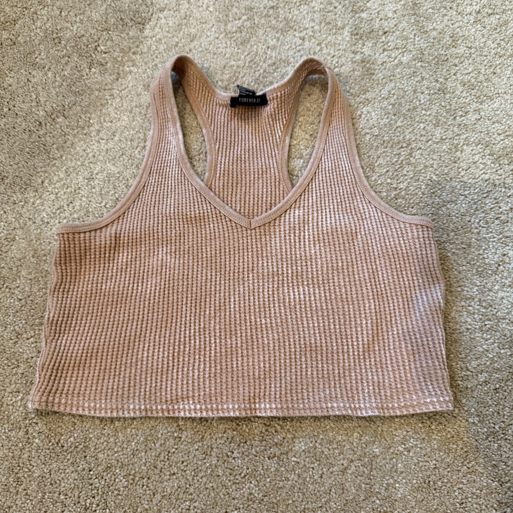 Forever 21 size M waffle pattern v neck cropped tank